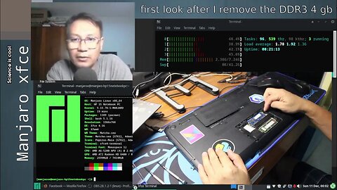 OS first look - after removing 4gb DDR3 RAM in my Manjaro xfce Linux