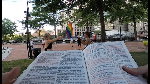 Preaching at the WaterFire Event -- Lesbians Heckle, Christians Encourage, Gospel Goes Forth!