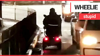 Shocking footage shows mobility scooter user driving into oncoming traffic