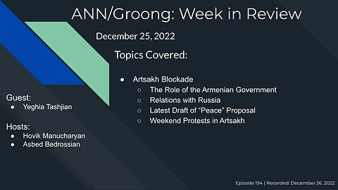 Artsakh Blockade | Relations with Russia | Weekend Protests in Artsakh | Ep 194 - Dec 25, 2022