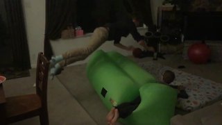 Two Boys And An Air Pillow Make Ultimate Indoor Fun