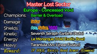 Destiny 2 Master Lost Sector: Europa - Concealed Void 11-18-21