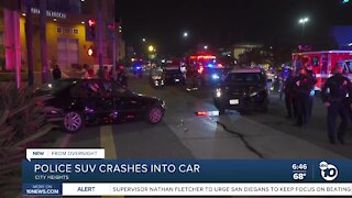 Police SUV crashes into car in City Heights