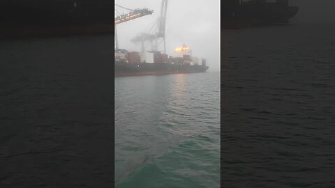 Cargo ship unloading