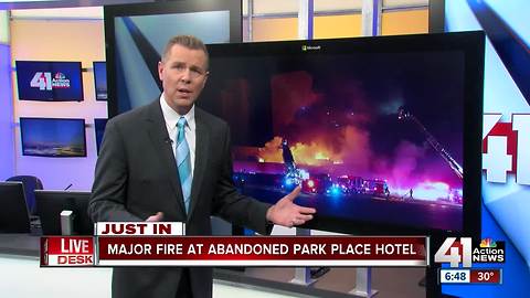 Abandoned KCMO hotel goes up in flames