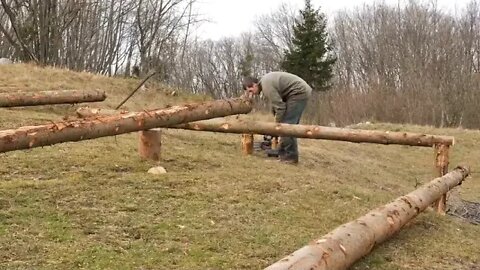 One Year of Log Cabin Building One Man Building His Dream House 38