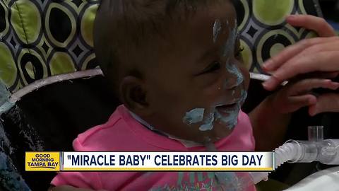 Kimbriah the 'miracle baby' receives birthday party at Johns Hopkins All Children's Hospital