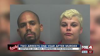 Deputies arrest two people for tampering with evidence one year after murder