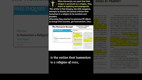 AHA Free Enquiry mag on Humanism as a Religion #shorts