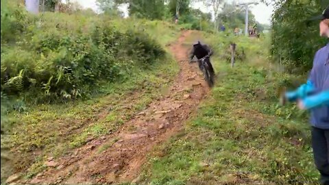 Downhill MTB race run crash