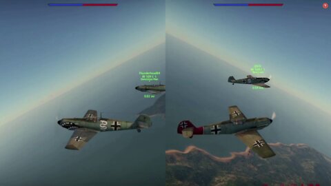 War Thunder - BF 109 E-1 pair shreds opposition / BF 109 E-1 Paar zerfetzt Opposition (DUALSCREEN) (DUALSCREEN)
