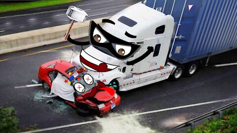 #WOADoodles #WOAVideos #policechase Container Trucks Go Wrong, Crash Police Car | Funny Car Fails