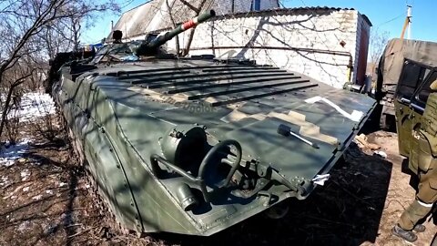 Captured Ukrainian BMP-1 IFV with the 'Z' sign on it somewhere in Donbass