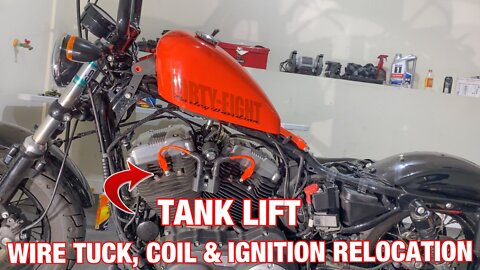 Harley Davidson Sportster " TANK LIFT , COIL & IGNITION RELOCATION