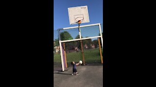 Toddler shows off basketball skills