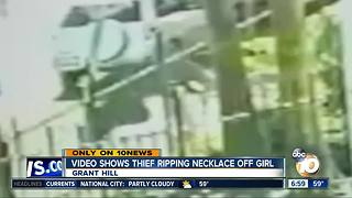 Video shows thief ripping necklace off girl