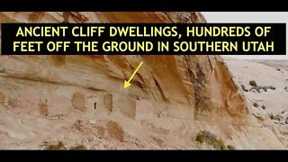 Ancient Cliff Dwellings, Hundreds of Feet Off Ground, Aerial Footage in HD, Southern UT