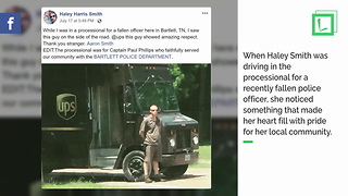 UPS Driver Gets Out Of Truck To Honor Fallen Officer As Processional Drives By