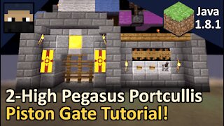2-High Pegasus Portcullis Piston Gate! Minecraft Java 1.8.1! Tyruswoo Minecraft