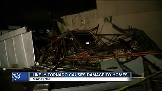 Possible tornado leaves trail of damage in Madison area