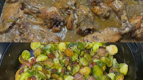 It’s DinnerTime! Smothered Turkey Wings with Rice and Gravy and Brussel Sprouts with Bacon!