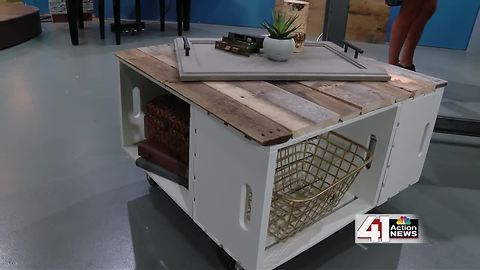 How to make a storage ottoman from wooden crates