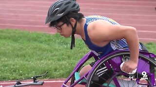 Maderia three-sport athlete Jamie Stanford competes using wheelchair
