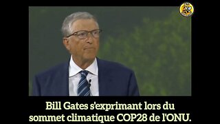 Bill Gates s'exprimant lors du sommet climatique COP28 de l'ONU.