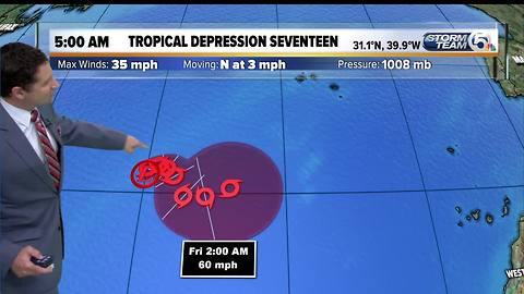 Tropical Depression 17 in the Atlantic Ocean