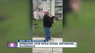 Buffalo Firefighter plays bagpipes