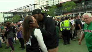 Couple gets engaged at Deer District during Game 3 of NBA Finals