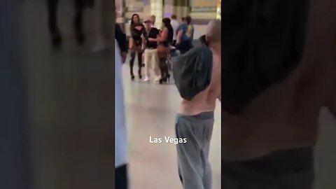 This happened live on Fremont Street and captured on YouTube. Shirtless, flexible, mobile. 2023￼