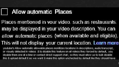 youtube Allow automatic allowable places retroactive ad hack or geolocation leak we can't turn off ?