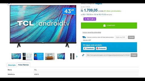Smart TV 43” Full HD LED TCL Android TV 43S615 - VA Wi-Fi Bluetooth HDR Google Assistente Built-in