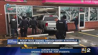 Truck crashes into bakery in Rockville