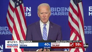 Joe Biden speaks as states continue to count ballots