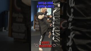 Heroes Training Center | Kickboxing & MMA "How To Double Up" Cross & Hook & Hook & Knee 1 | #Shorts