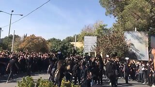 Female students at Isfahan University wave head coverings & chant "Freedom, Freedom, Freedom"