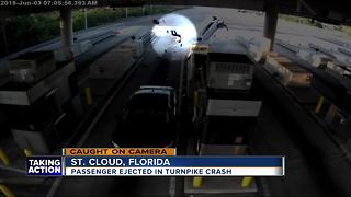 Video shows passenger ejected in turnpike crash