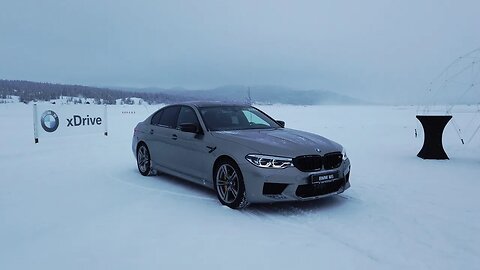 In detail BMW M5 Competition xDrive on a snowy lake BMW Winter xDrive Experience 2019