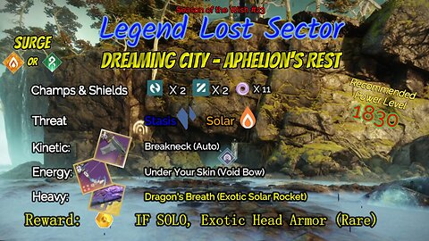 Destiny 2 Legend Lost Sector: Dreaming City - Aphelion's Rest on my Stasis Titan 2-24-24