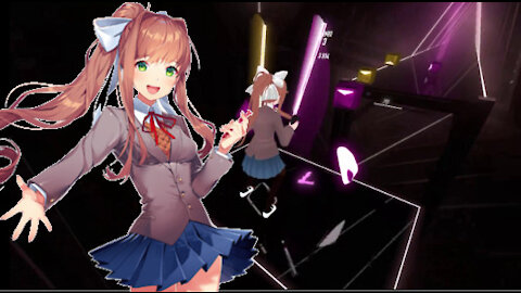 Monika plays Expert Multiplayer Breezer Beat Saber!