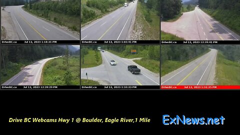 Drive BC webcams west of Revelstoke July 12 2023 Accident