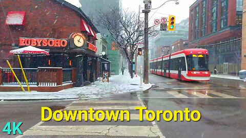 【4K】Downtown Toronto Canada 🇨🇦 Snowfall walk