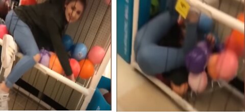 Girl Falls Into Mega Balls Fail Funny