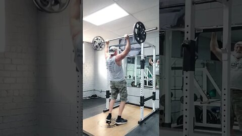 185lbs Military 🪖 press warm up, Crazy 🤪 old man