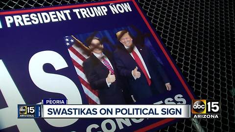 Hateful symbols spray-painted on campaign sign