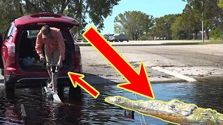 BIG saltwater crocodile STALKS my friend while catching TONS of fish FISHING in Florida