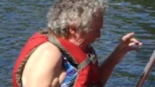 Old Woman's SLAPSTICK STYLE FAIL While Trying To Paddle Board