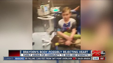 Brayden's family says he is possibly rejecting new heart